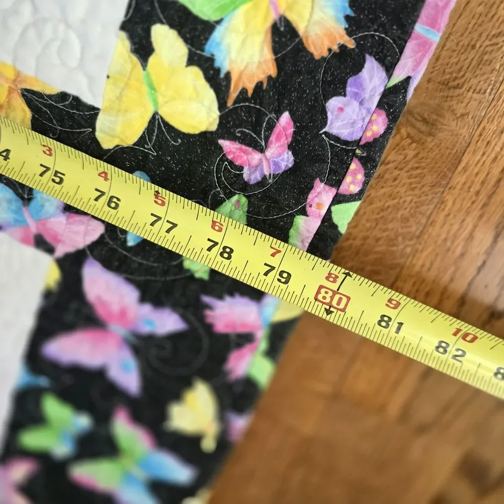 Handmade Butterfly Quilt Set Embroidered Patchwork Quilt 2 Matching Pillows 80